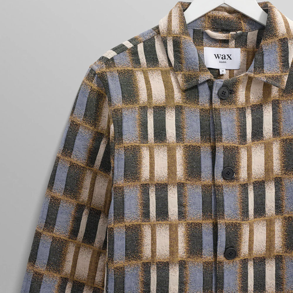 Wax London Iggy Blurred Grid Beige Blue Jacket