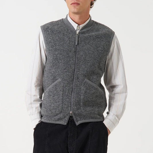 Universal Works Wool Fleece Grey Marl Zip Waistcoat