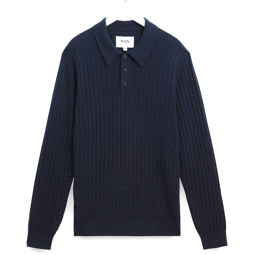 Wax London Oban Diamond Stripe Navy Knit