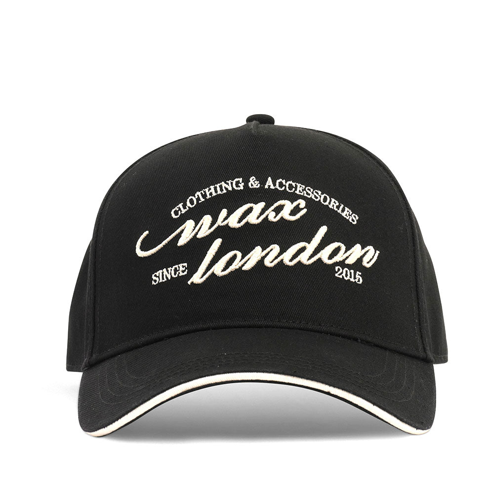 Wax London Dale Script Black Trucker Cap