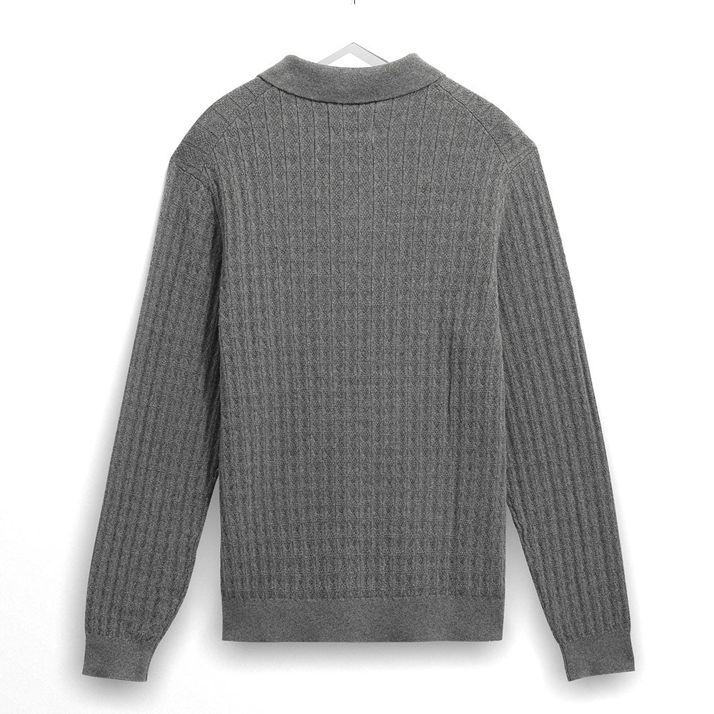 Wax London Oban Diamond Stripe Grey Knit