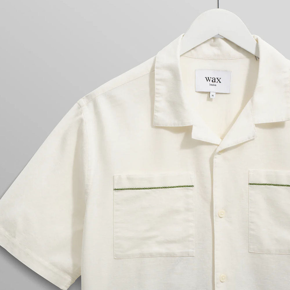 Wax London Didcot Holiday Embroidered SS Ecru Shirt