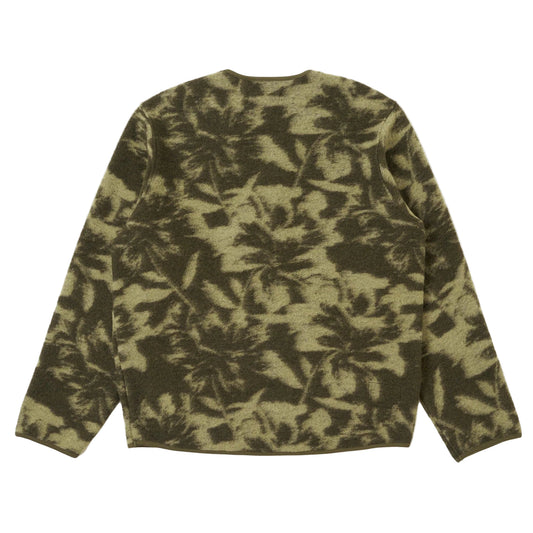 Universal Works Zip Liner Studio Wool Fleece Green Cardigan