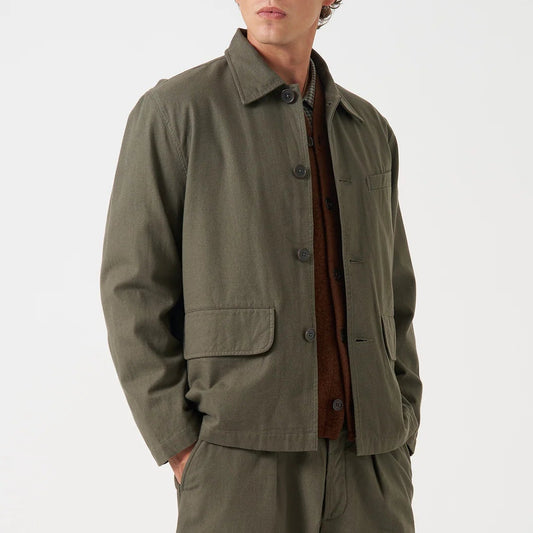 Universal Works Brushed Moleskin Olive Franck Jacket