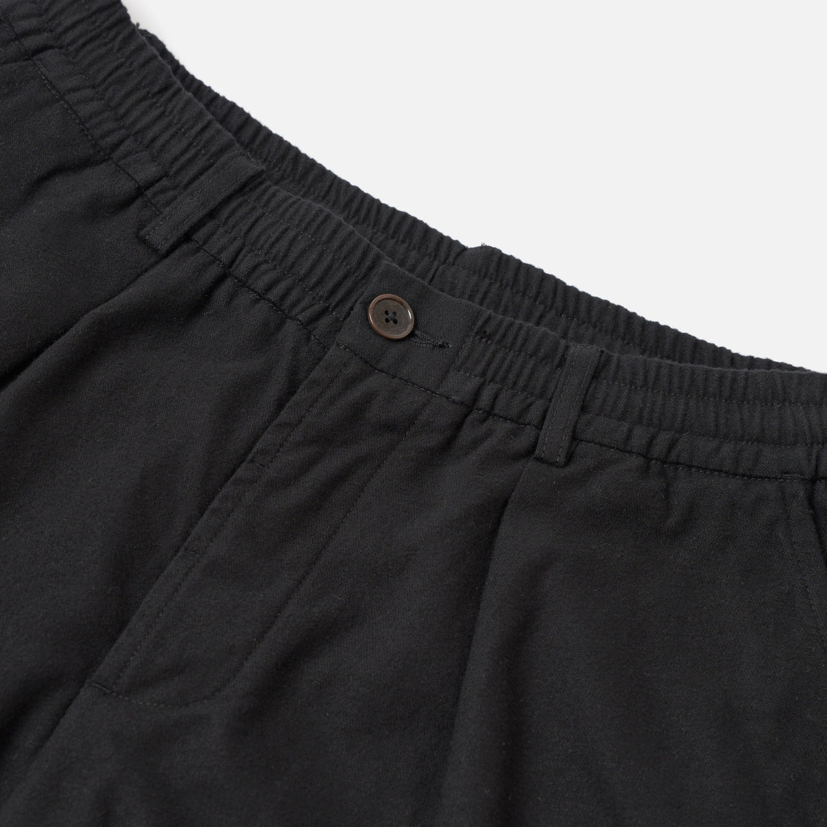 Universal Works Pleated Track Pant Brushed Moleskin Black Trouser
