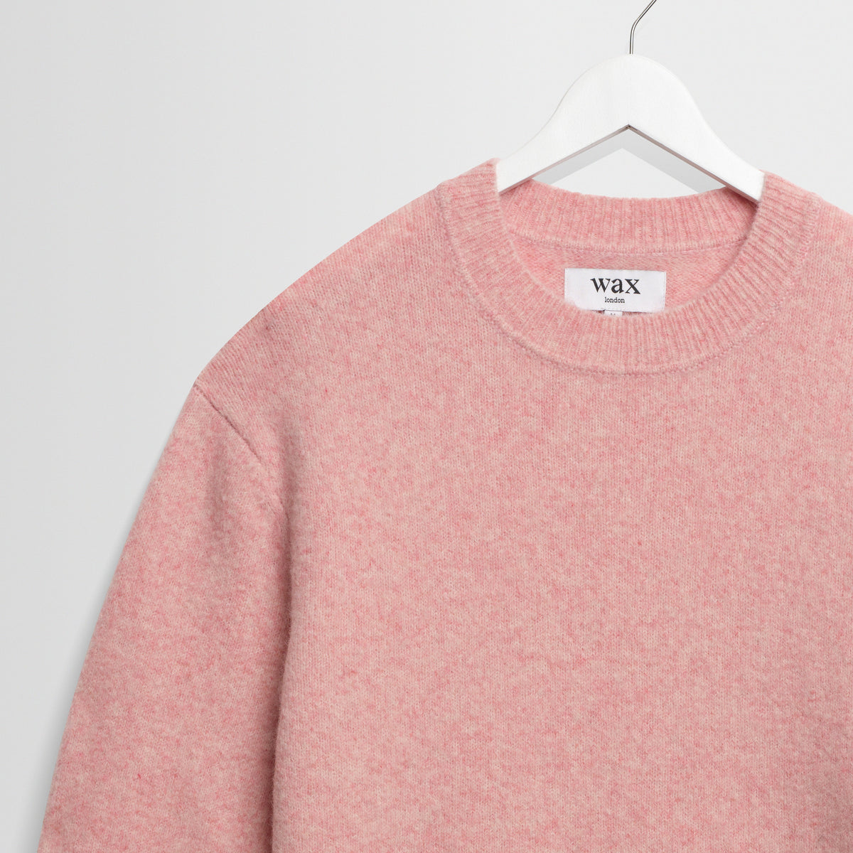 Wax London Wilde Crew Fluffy Wool Blend Pale Pink Knit