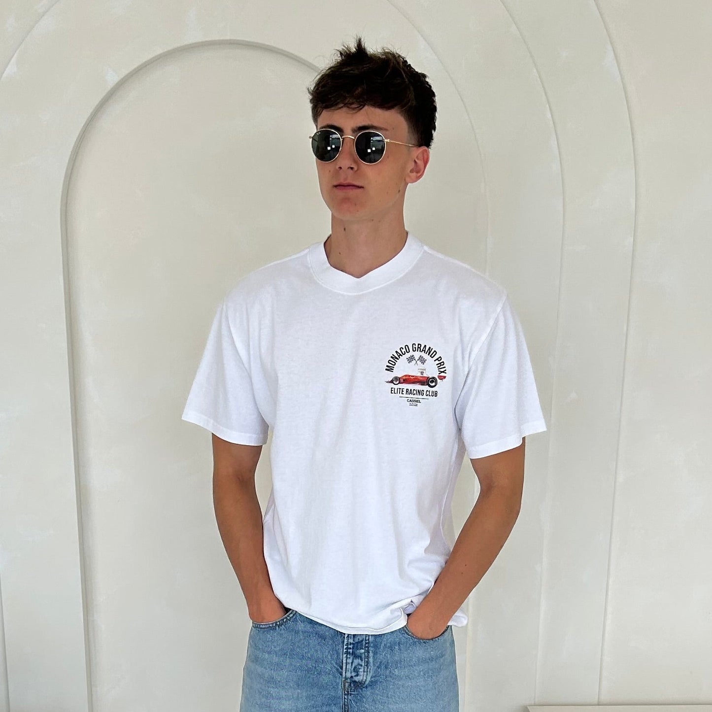 Cassiel Clo Monaca Grand Prix Faded White Tee