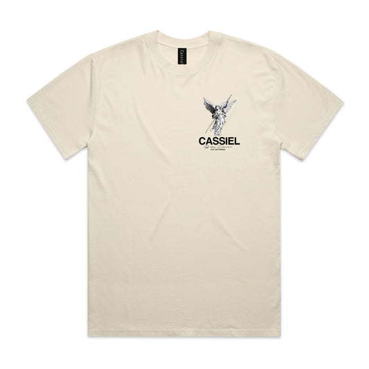 Cassiel Clo Fleur De Lis Angel Back Print Ecru Tee
