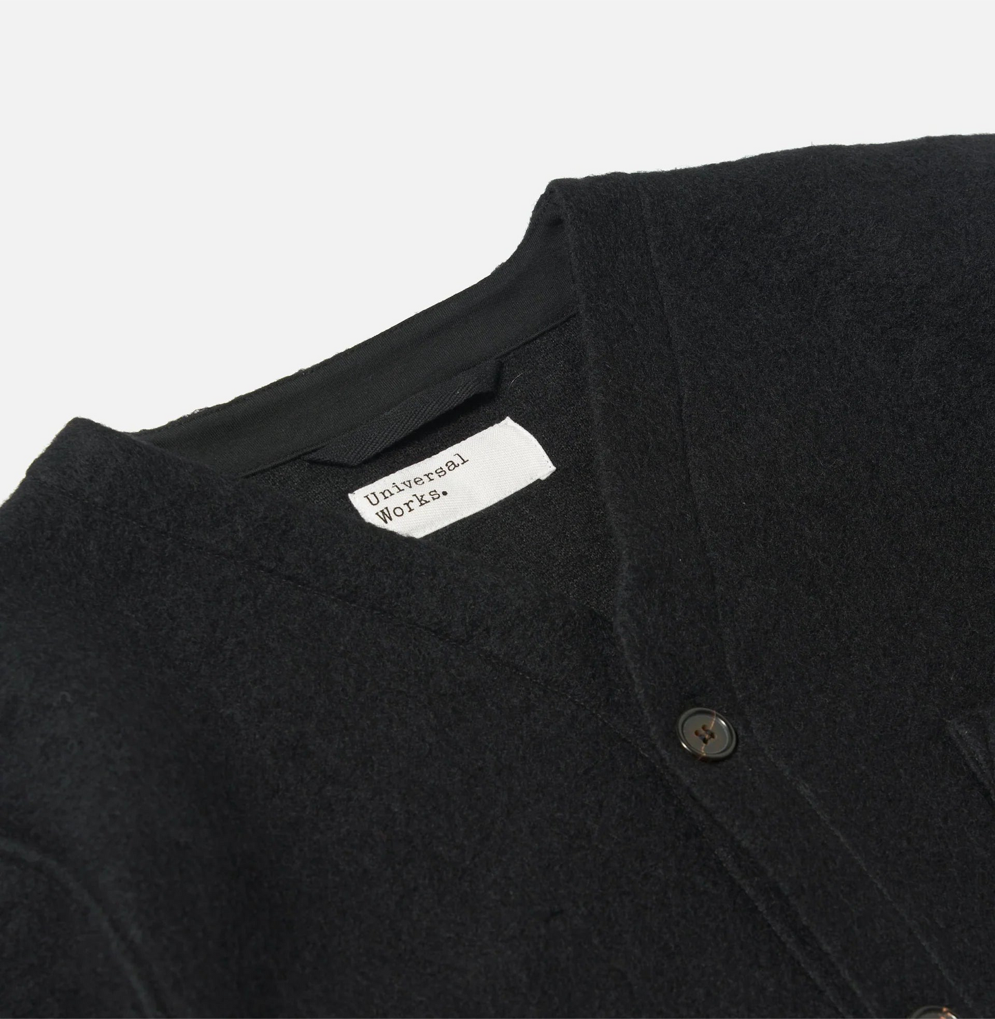 Universal Works Wool Fleece Black Cardigan