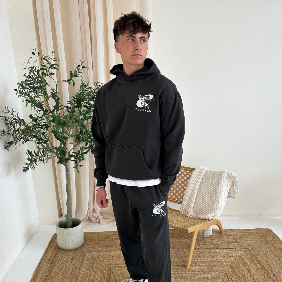 Cassiel Clo Cherub Faded Black Hoodie