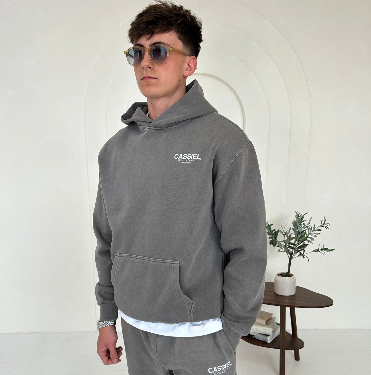 Cassiel Clo For The Chosen Faded Grey Hoodie Sweatshirt