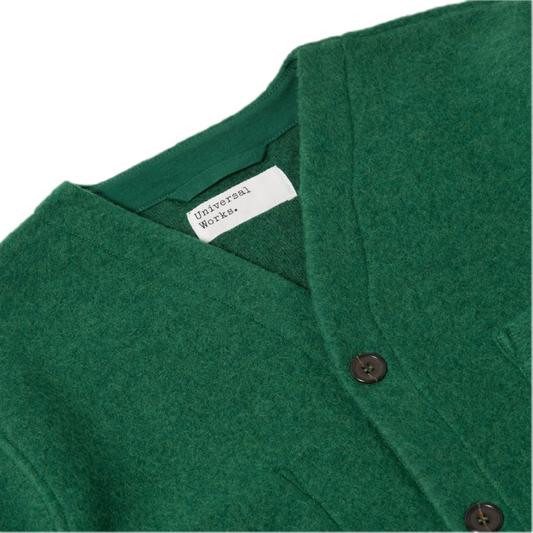 Universal Works Wool Fleece Green Cardigan