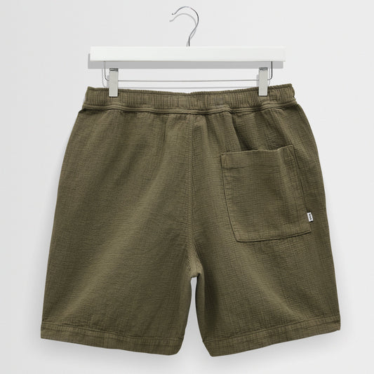Wax London Kurt Crinkle Linen Cotton Khaki Short