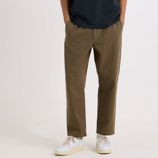 Wax London Kurt Cotton Twill Dark Khaki Trouser