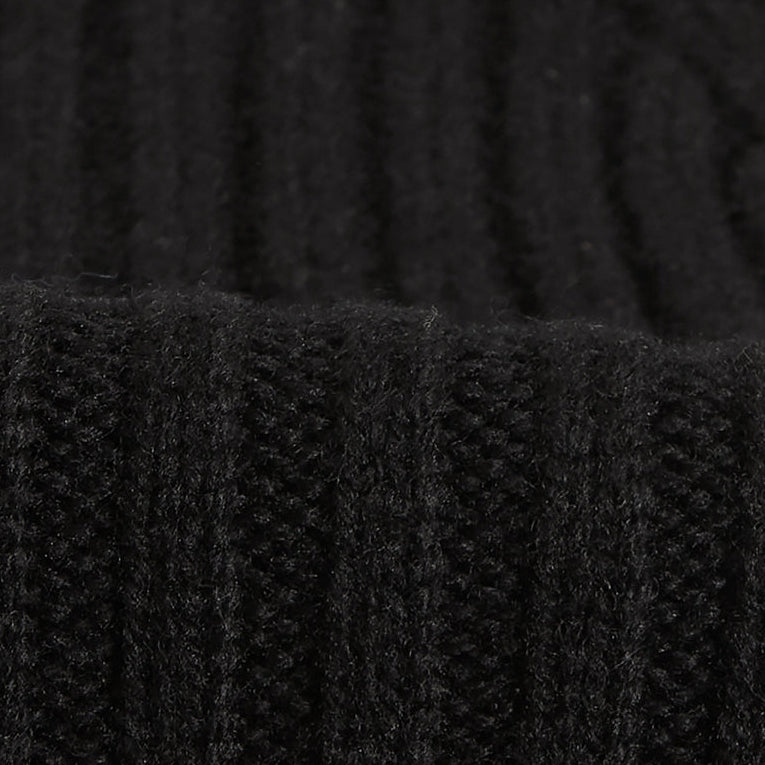 Wax London Fisherman Lambswool Black Beanie Hat