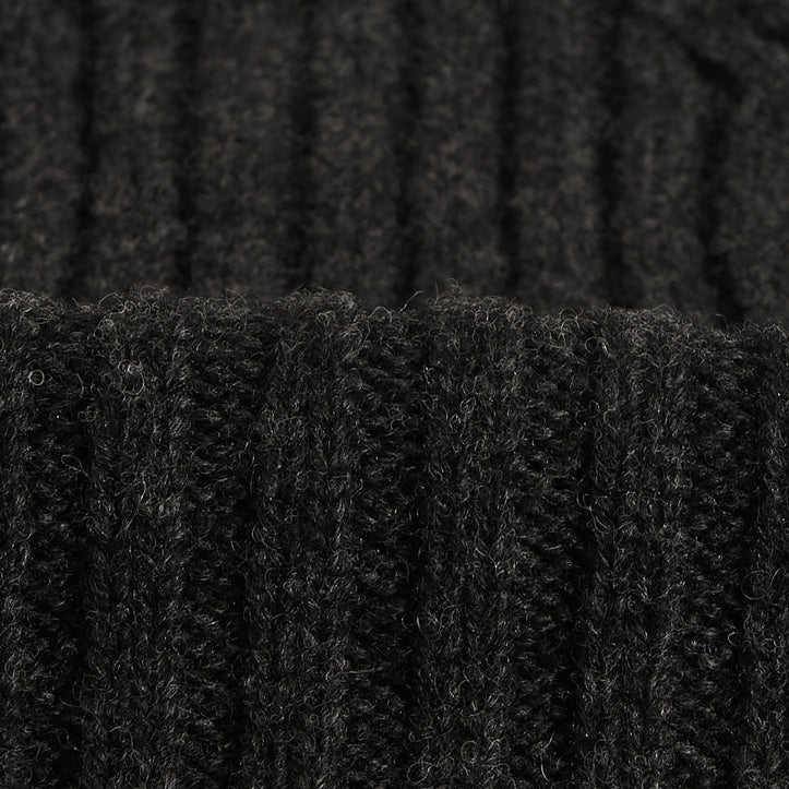 Wax London Fisherman Lambswool Grey Beanie Hat