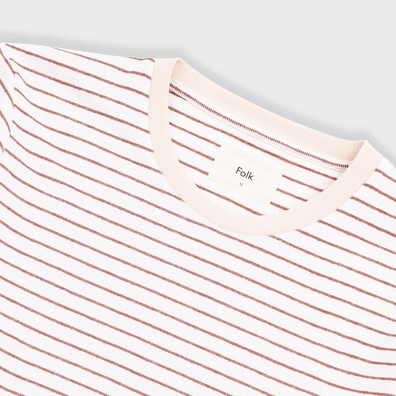 Folk Textured Stripe Ecru Red Tee