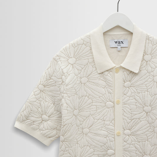 Wax London Tellaro Flower Jacquard Ecru Natural Shirt