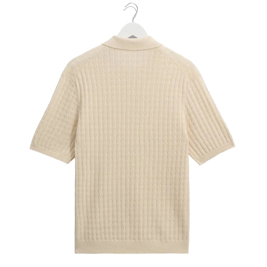 Wax London Naples Retro Diamond SS Ecru Knitted Polo