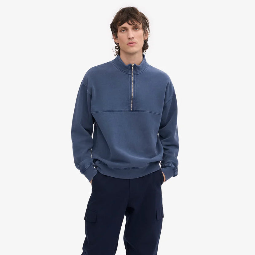 Colorful Standard Classic Organic Neptune Blue Quarter Zip Sweatshirt