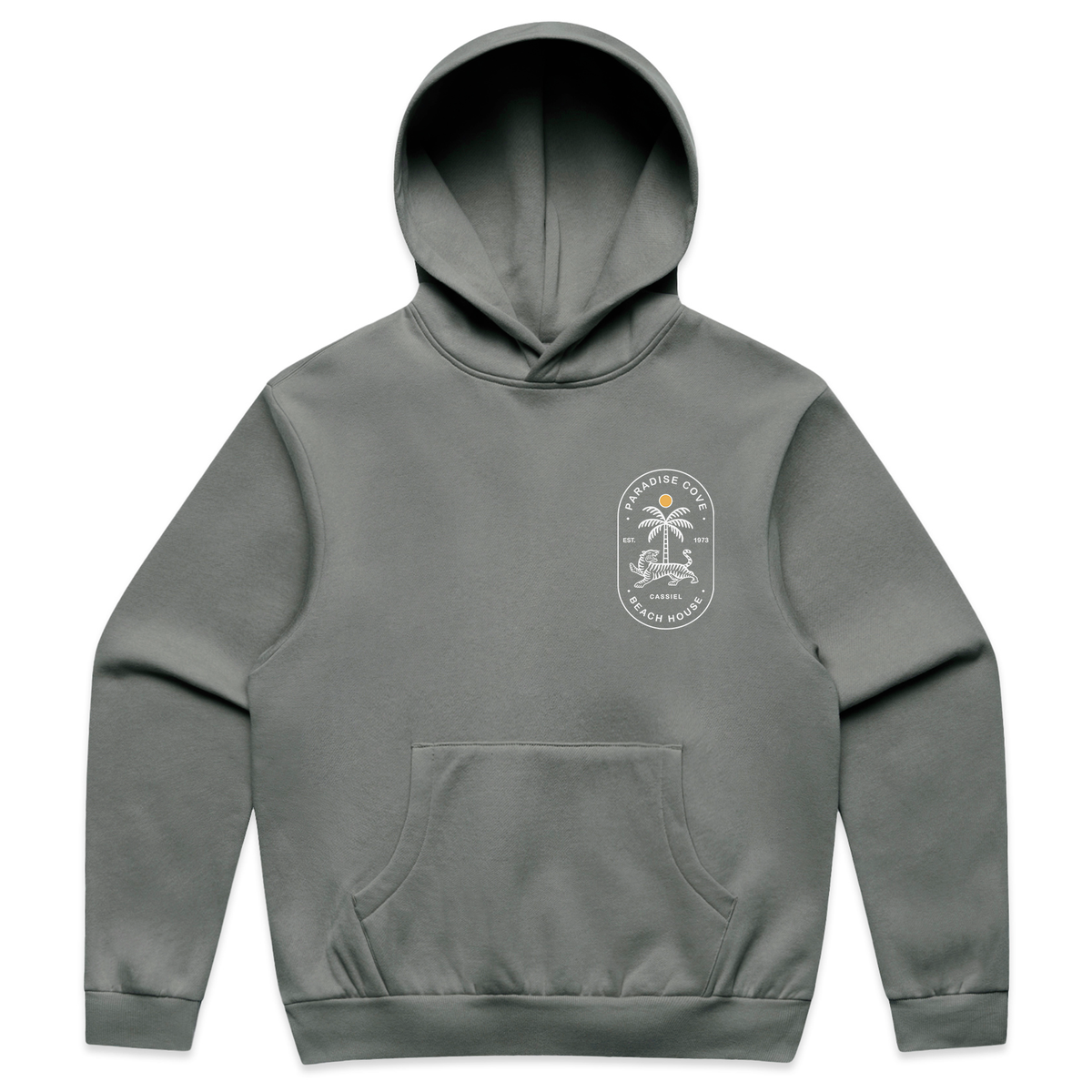 Cassiel Paradise Cove Steel Grey Box Hoodie Sweatshirt