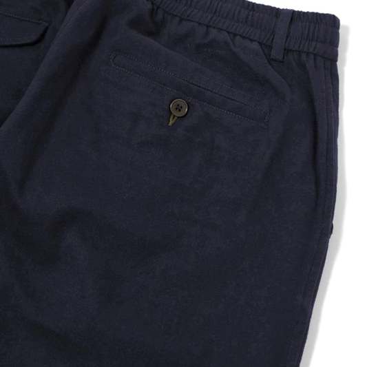 Universal Works Pleated Track Pant Brushed Moleskin Navy Trouser