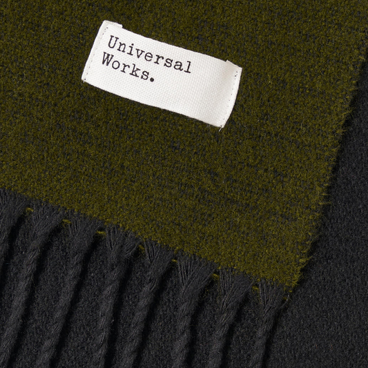 Universal Works Double Sided Green Black Scarf