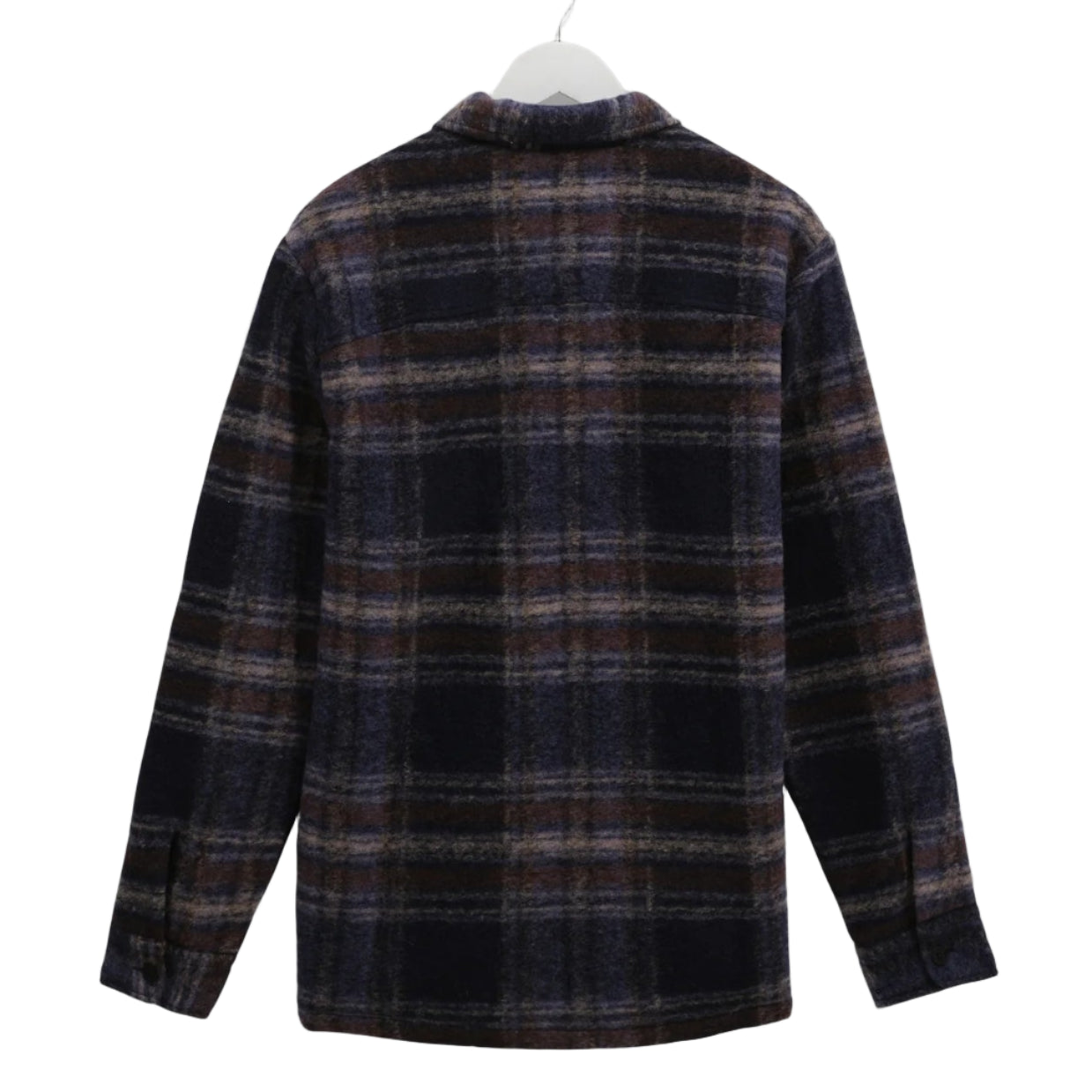 Wax London Whiting Wool Blend Check Navy Overshirt
