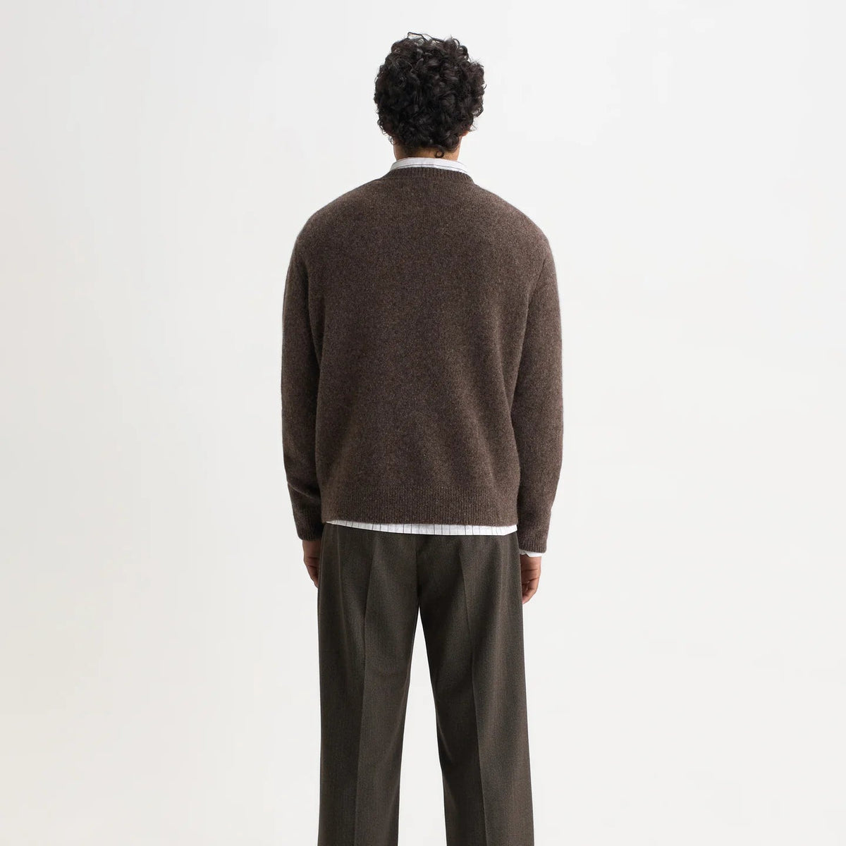 Wax London Wilde Crew Fluffy Wool Blend Chocolate Brown Knit
