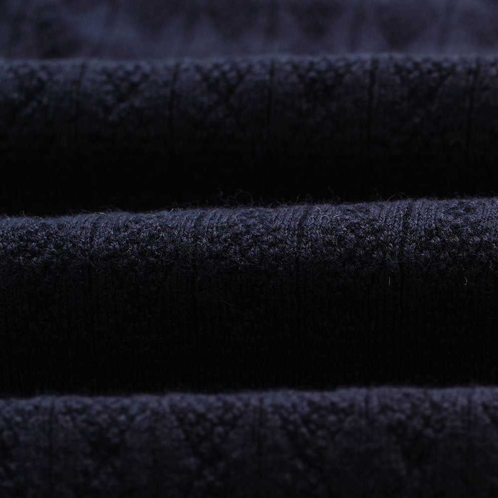 Wax London Naples Diamond Stripe Polo Navy Knit