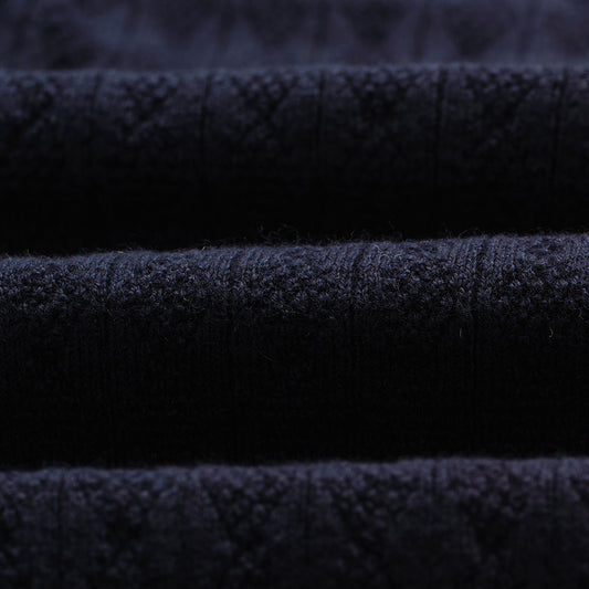 Wax London Naples Diamond Stripe Polo Navy Knit
