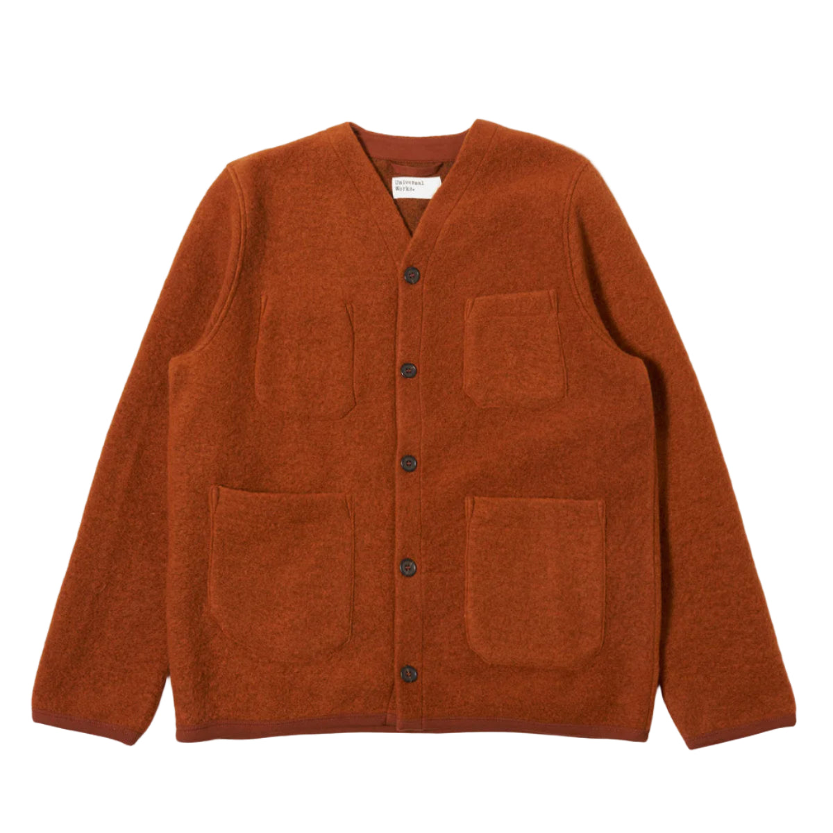 Universal Works Wool Fleece Rust Cardigan