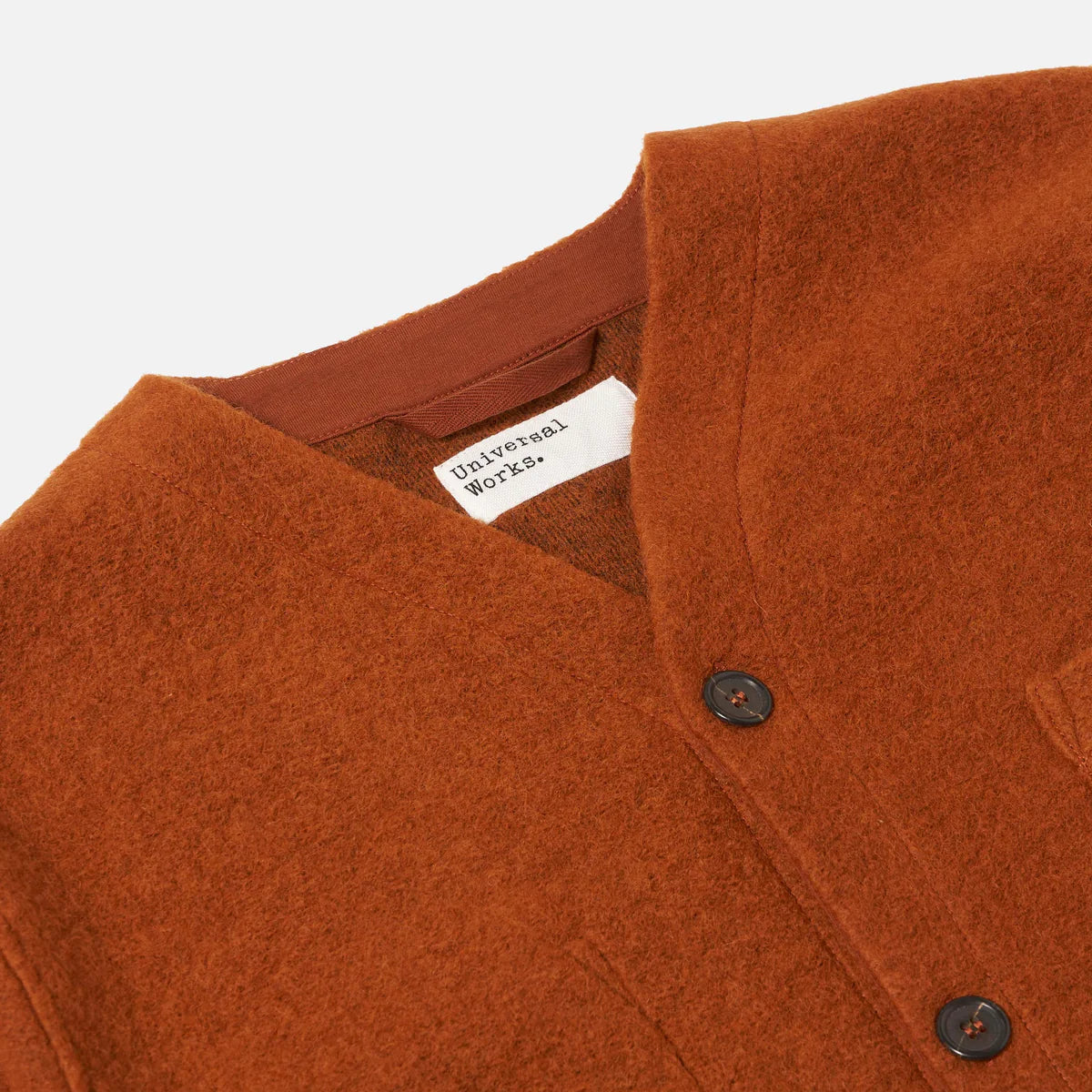 Universal Works Wool Fleece Rust Cardigan