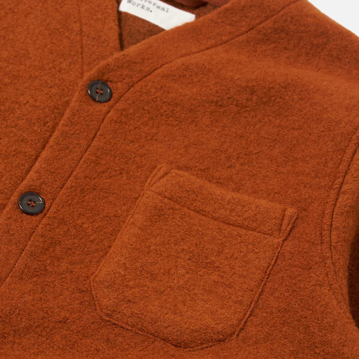Universal Works Wool Fleece Rust Cardigan