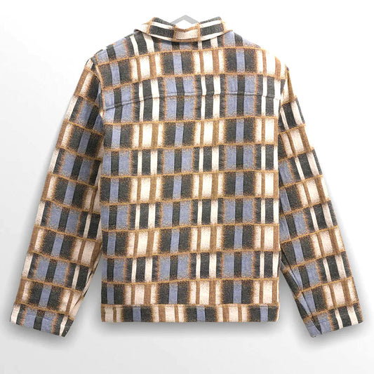 Wax London Iggy Blurred Grid Beige Blue Jacket