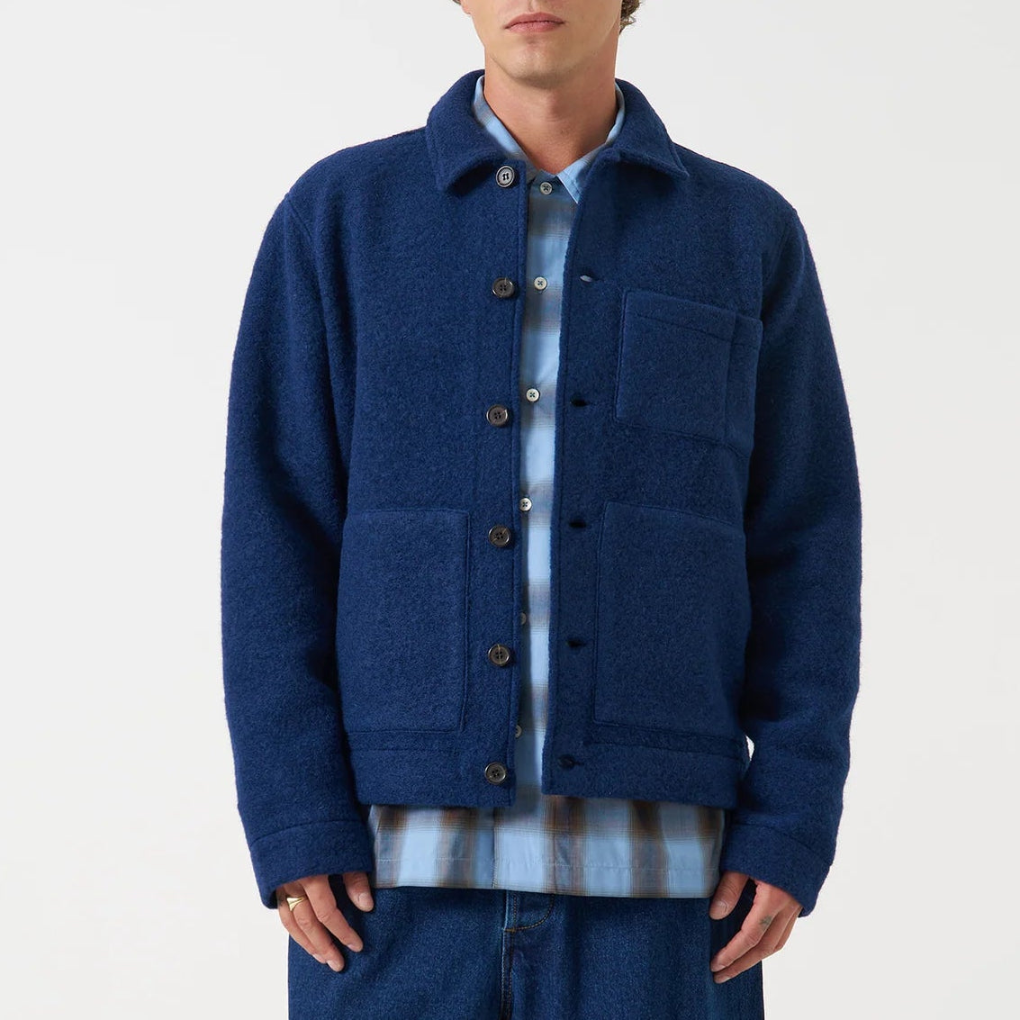 Universal Works Wool Fleece Indigo Uniform Jacket