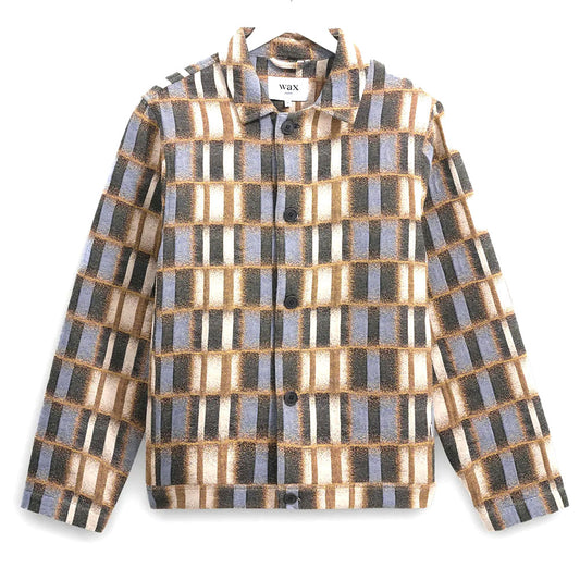 Wax London Iggy Blurred Grid Beige Blue Jacket