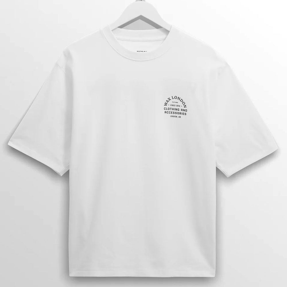 Wax London Milton SS Stacked Text White Tee