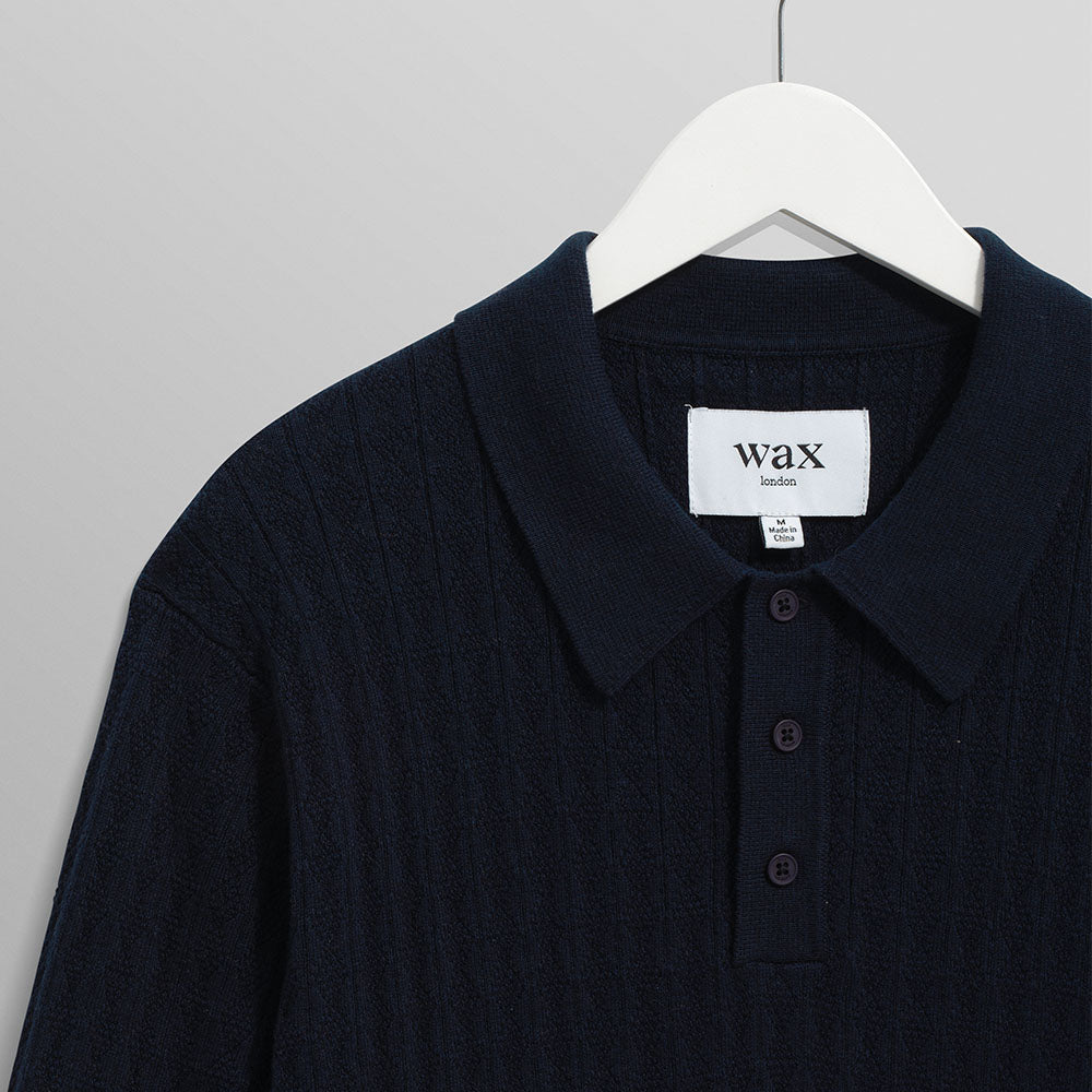 Wax London Oban Diamond Stripe Navy Knit
