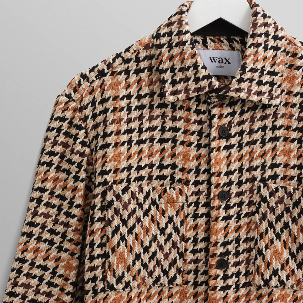 Wax London Whiting Houndstooth Weave Natural Overshirt