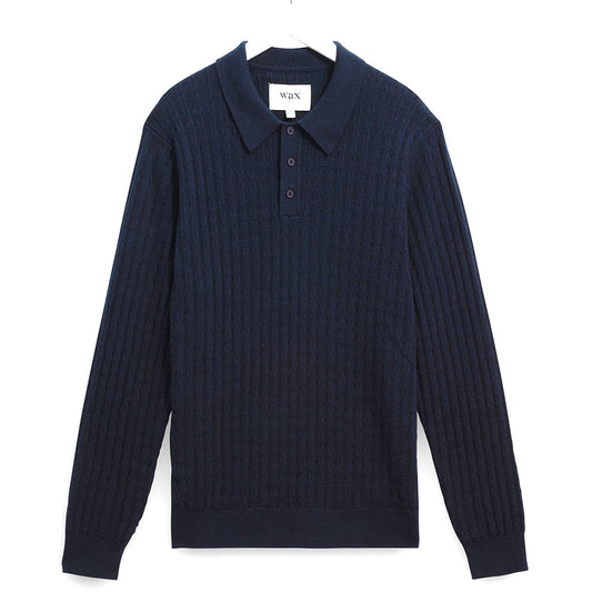 Wax London Oban Diamond Stripe Navy Knit