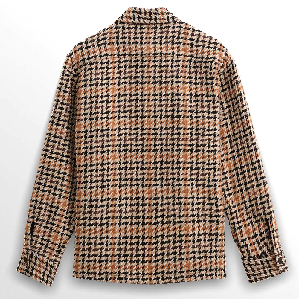 Wax London Whiting Houndstooth Weave Natural Overshirt