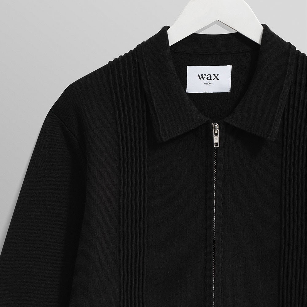 Wax London Lennox Zip Polo Black Knit