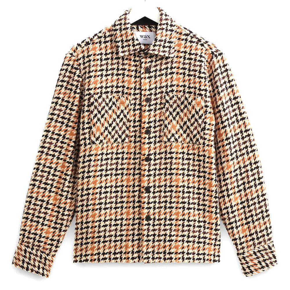 Wax London Whiting Houndstooth Weave Natural Overshirt
