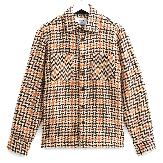 Wax London Whiting Houndstooth Weave Natural Overshirt