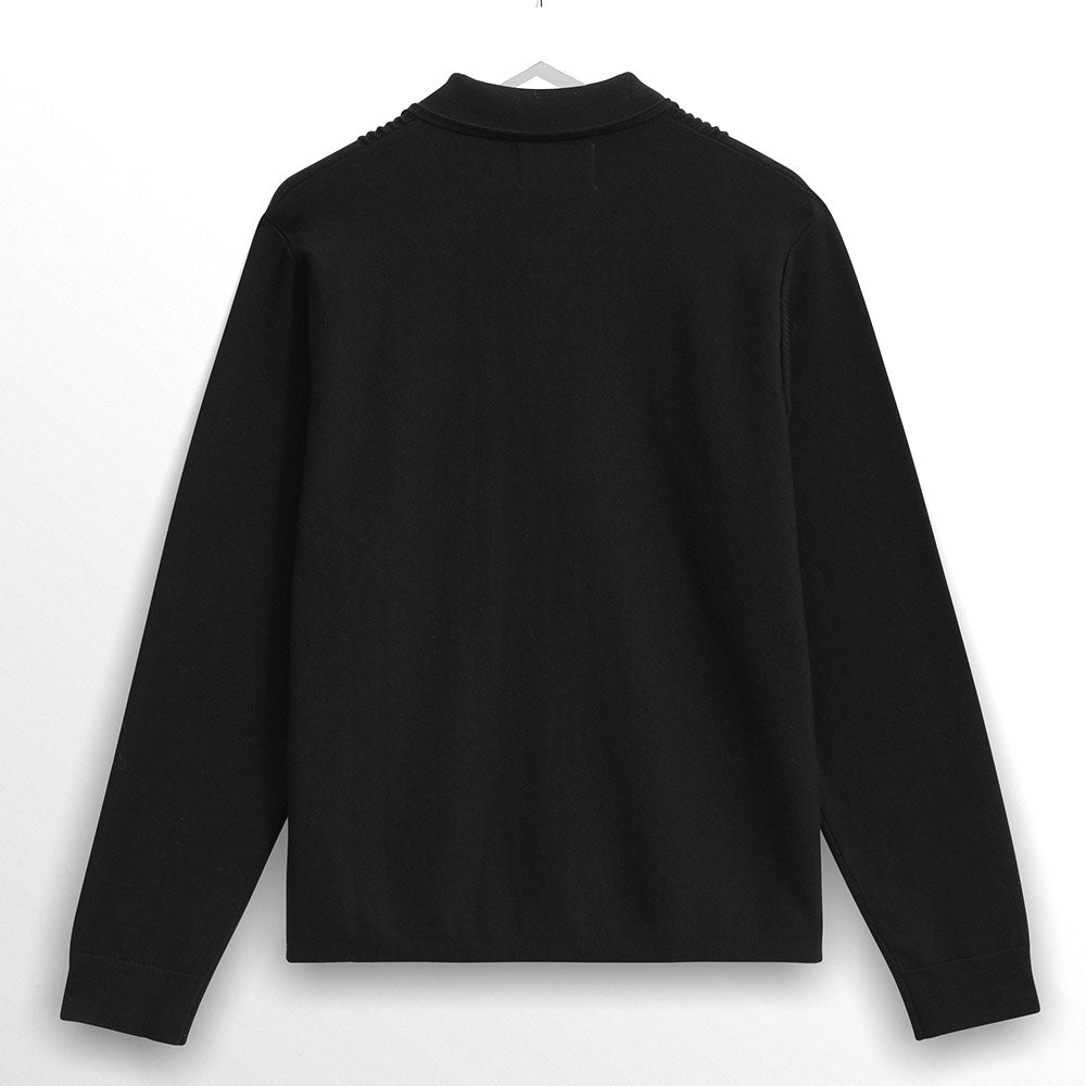 Wax London Lennox Zip Polo Black Knit