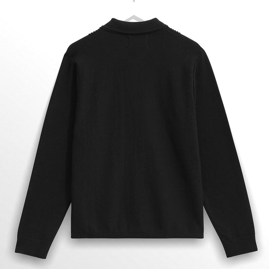 Wax London Lennox Zip Polo Black Knit