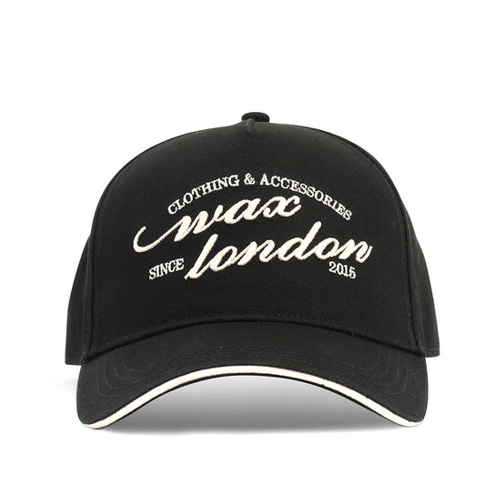 Wax London Dale Script Black Trucker Cap