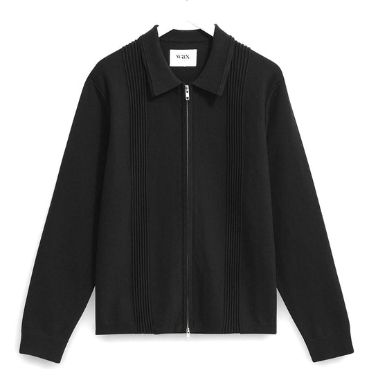 Wax London Lennox Zip Polo Black Knit