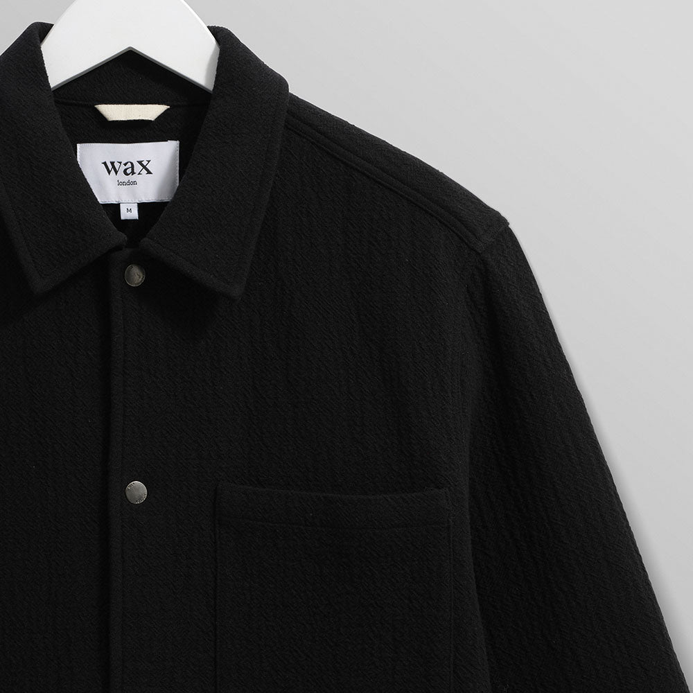 Wax London Romer Crinkle Cotton Black Jacket